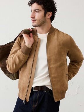 Banana Republic Men’s Vegan Suede Bomber Jacket - size XL